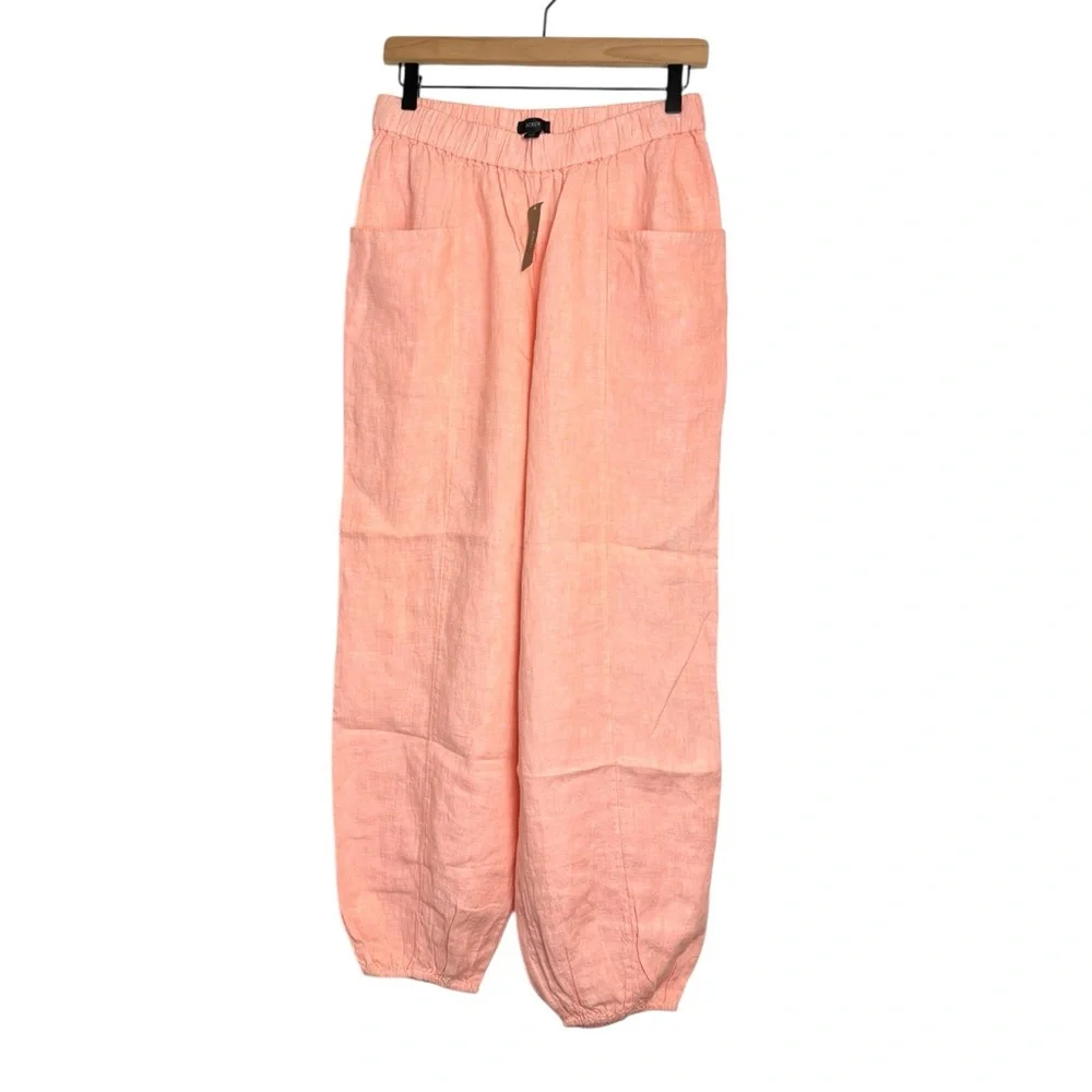 J.Crew Gathered Pull-on Linen Pants Relaxed Loose NWT‎ Size Small BH808